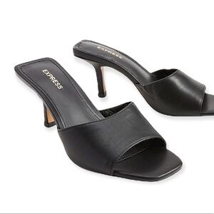 EXPRESS Black Square Toe Slide Heeled Sandals 9 NWT